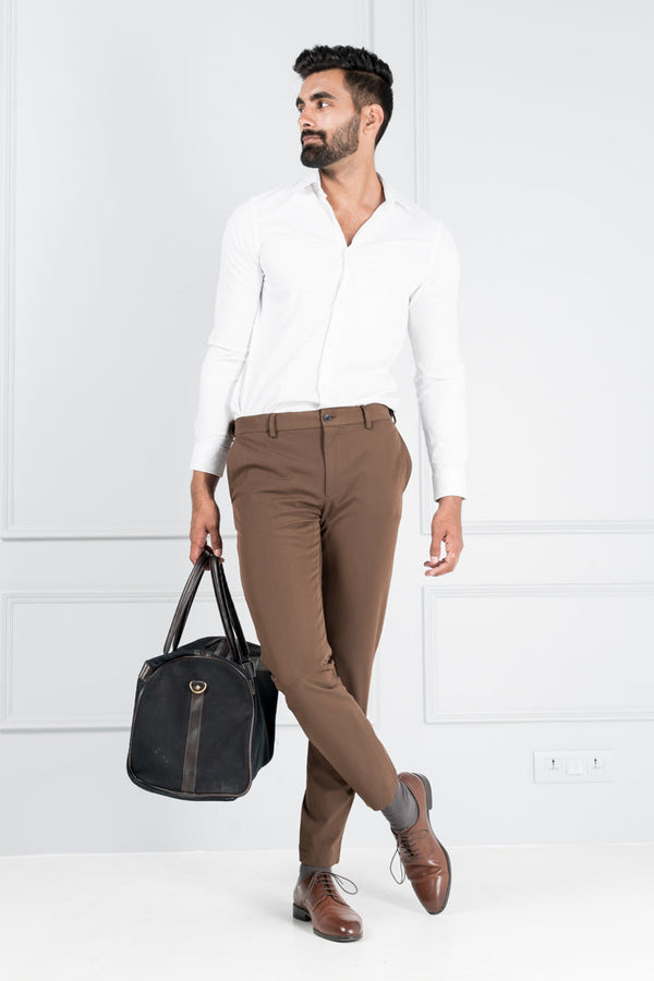 Dark Brown Stretch Formal Pants