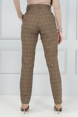 Khaki Plaid Formal Pants - Women