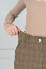 Khaki Plaid Formal Pants - Women