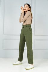 Herb Olive Stretch Chinos - Women