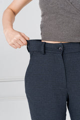 Navy Blue Checks Power-Stretch Pants - Women